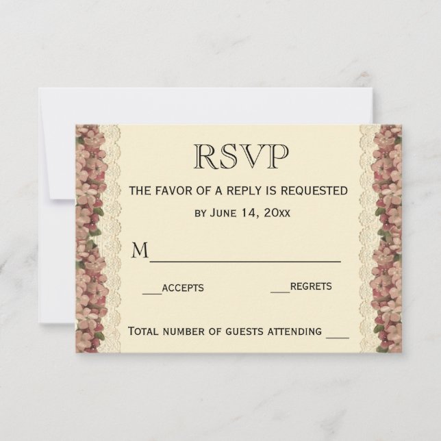 Vintage Hochzeitsblumenblüten RSVP Karte (Vorderseite)