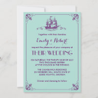 Vintage Hochzeitseinladung der Marine Aquamarin Li