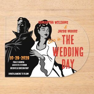 Vintage-Hochzeitseinladung im Stil alter Filmmonst Acryleinladungen