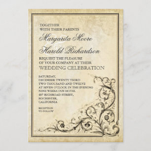 Vintage Hochzeitseinladung mit blühen Wirbel Einladung