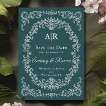 Vintage-Hochzeitseinladung mit floralem Monogramm