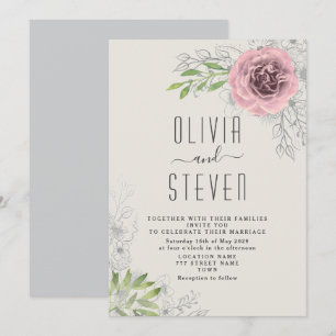 Vintage-Hochzeitseinladung mit floralem Muster in Einladung
