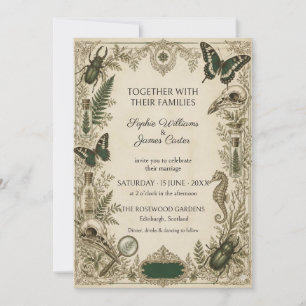 Vintage-Hochzeitseinladung mit Insekten und Botani Einladung