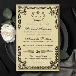 Vintage-Hochzeitseinladung mit Pergament-Optik und