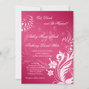 Vintage-Hochzeitseinladung mit rosa und weißen Blu Einladung
