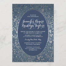 Vintage Hochzeitseinladungen der Silver Floral Nav