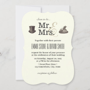 Vintage-Hochzeitseinladungen für Mr. & Mrs. Einladung