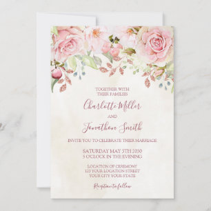 Vintage-Hochzeitseinladungen mit rosa floralem Frü Einladung
