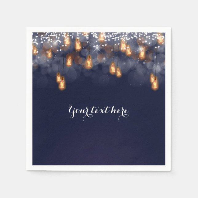 Vintage Hochzeitsempfehlung für Glühbirnen Serviette (Vorderseite)