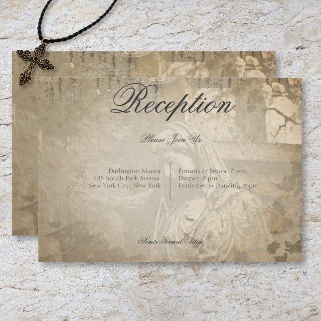 Vintage Hochzeitsempfehlung für Stone Angel Begleitkarte (Vintage Gothic Stone Angel Wedding Reception Enclosure Card)