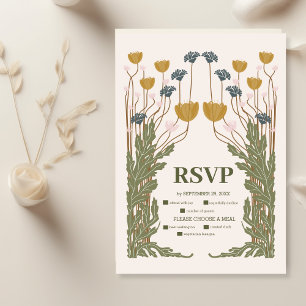 Vintage-Hochzeitsfeier im Stil des Art Nouveau RSVP Karte
