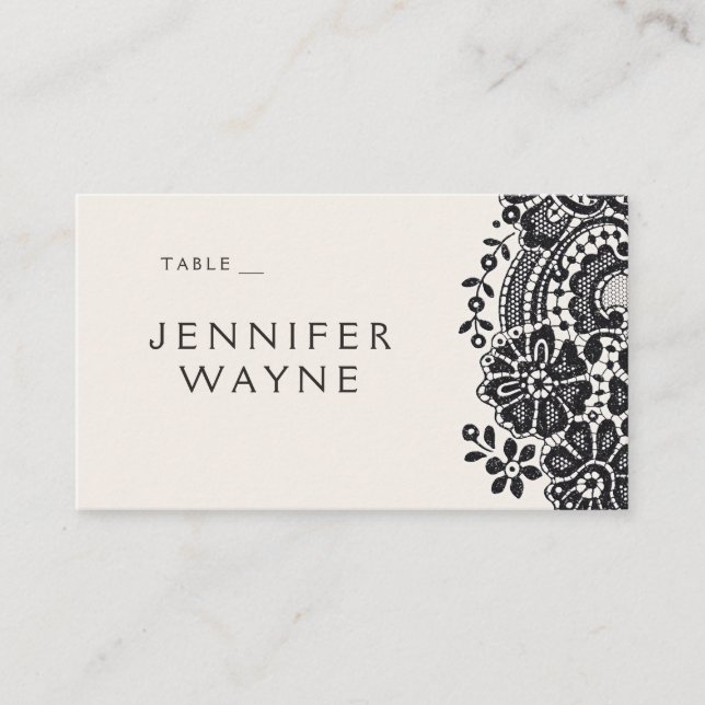 Vintage Hochzeitsfeiern in Schwarz - Platzkarten (Vorderseite)