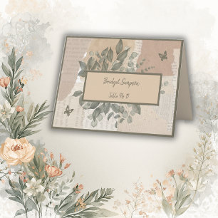 Vintage Hochzeitsgast-Sitzkarte für Boho Greenery Dankeskarte