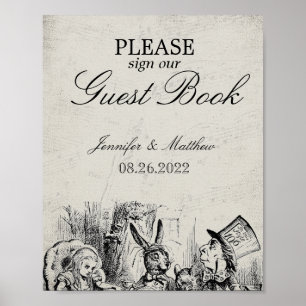 Vintage-Hochzeitsgästebuch Alice im Wunderland Poster