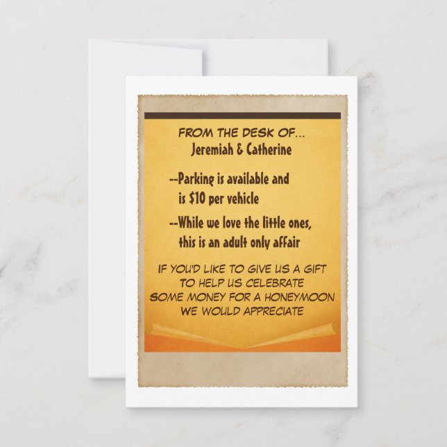 Vintage Hochzeitskarte Einladung (Vorderseite)