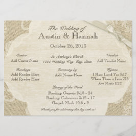 Vintage Hochzeitskarte und Burlap-Hochzeitskarte Programm