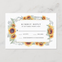 Vintage Hochzeitskarten für Sonnenblumen