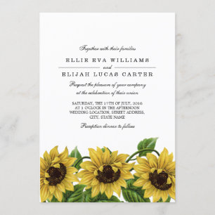 Vintage-Hochzeitskarten mit Sonnenblumen Einladung