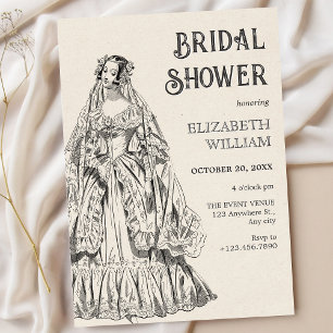 Vintage Hochzeitskleid Brautparty Einladung