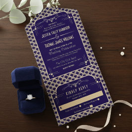 Vintage Hochzeitskollektion Art Déco Gatsby von 19 All In One Einladung