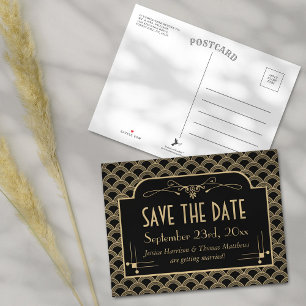 Vintage Hochzeitskollektion Art Déco Gatsby von 19 Ankündigungspostkarte