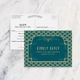 Vintage Hochzeitskollektion Art Déco Gatsby von 19 Einladungspostkarte