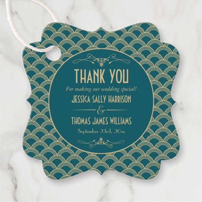 Vintage Hochzeitskollektion Art Déco Gatsby von 19 Geschenkanhänger (Vorderseite)