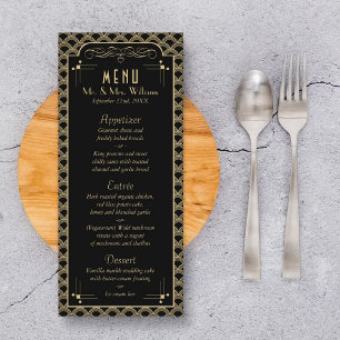 Vintage Hochzeitskollektion Art Déco Gatsby von 19 Menükarte