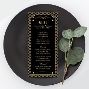 Vintage Hochzeitskollektion Art Déco Gatsby von 19 Menükarte