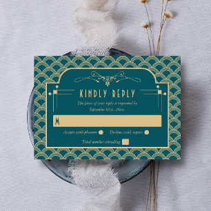 Vintage Hochzeitskollektion Art Déco Gatsby von 19 RSVP Karte