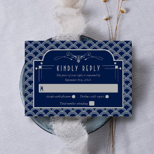 Vintage Hochzeitskollektion Art Déco RSVP Karte