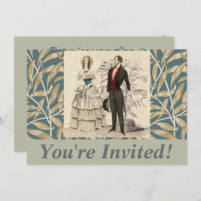 Vintage Hochzeitskunst von 1844 Einladung (Vorne/Hinten)