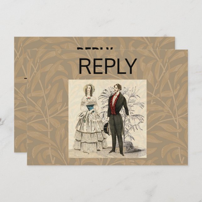 Vintage Hochzeitskunst von 1844 Einladung (Vorne/Hinten)