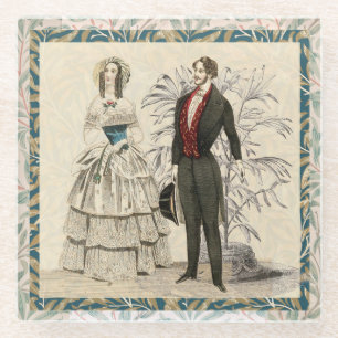 Vintage Hochzeitskunst von 1844 Glasuntersetzer