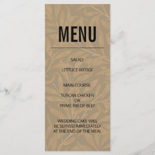 Vintage Hochzeitskunst von 1844 Menükarte