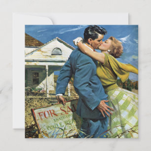 Vintage Hochzeitspaar, Einweihungsparty-Einladung Einladung