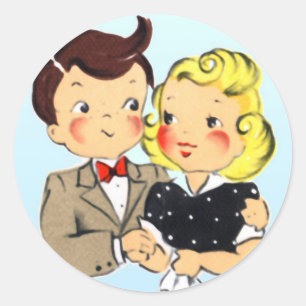 Vintage-Hochzeitspaar Runder Aufkleber