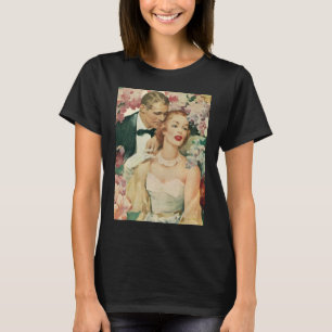 Vintage-Hochzeitsporträt, Retro-Braut und Bräutiga T-Shirt