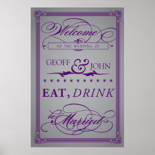 Vintage-Hochzeitsposter "Essen, Trinken, Seid Verh Poster