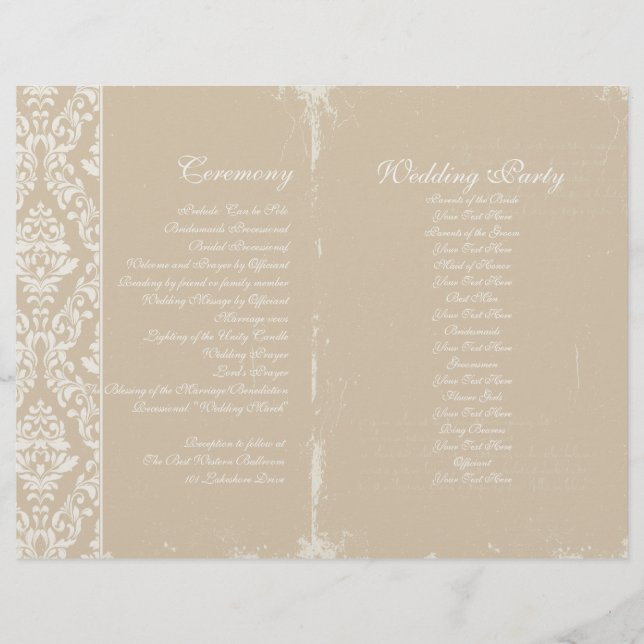 Vintage-Hochzeitsprogramm (Vorderseite)
