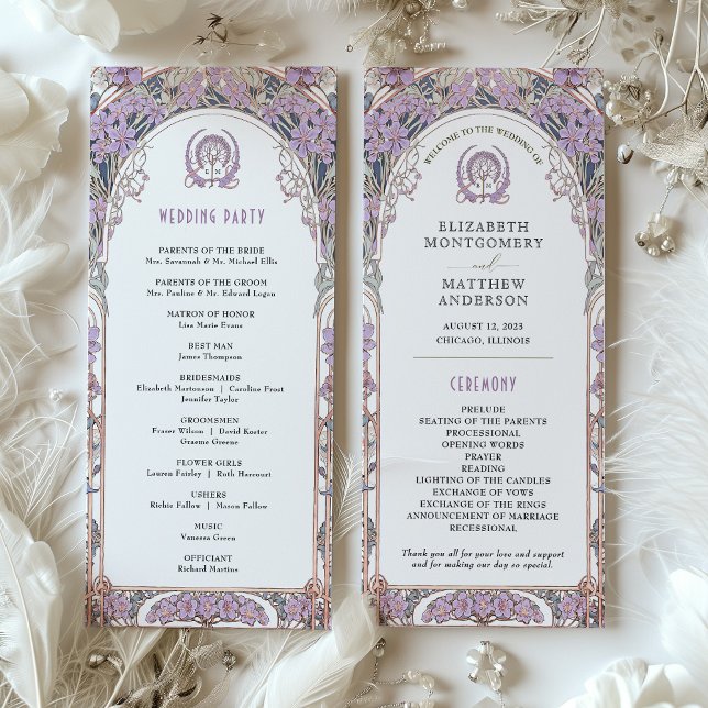 Vintage-Hochzeitsprogramm Elfenbein, Pflaume & Gol Programm (Von Creator hochgeladen)