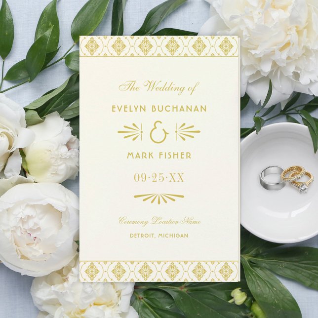 Vintage Hochzeitsprogramme für Elfenbein und Gold  (Von Creator hochgeladen)