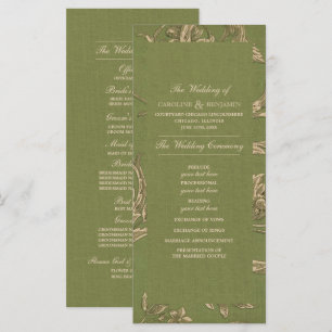 Vintage Hochzeitsprogramme in Grün-Beige Programm