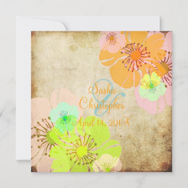 Vintage Hochzeitsreise Aloha/Luau Einladung (Vorderseite)