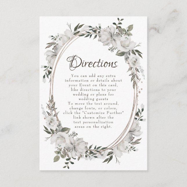 Vintage Hochzeitsrichtung Cherish Oval Begleitkarte (Vorderseite)