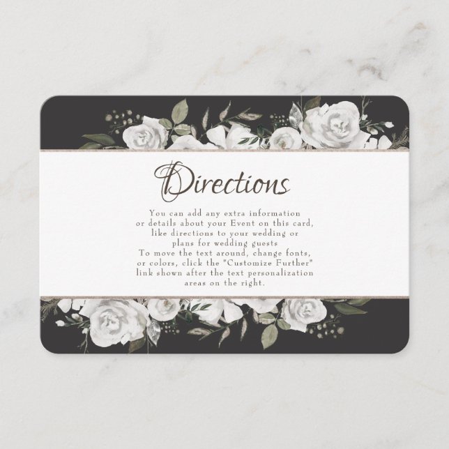 Vintage Hochzeitsrichtung Weißes Flor Begleitkarte (Vorderseite)