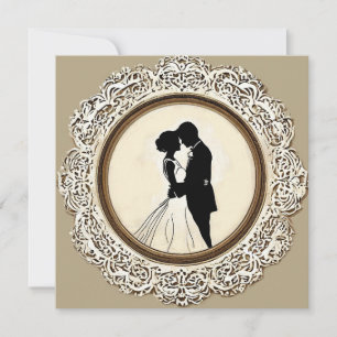 Vintage-Hochzeitssilhouette Braut & Bräutigam Einladung