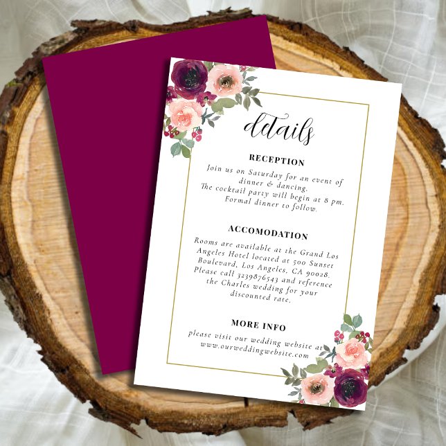 Vintage Hochzeitsstimmung im Burgund Begleitkarte (Von Creator hochgeladen)