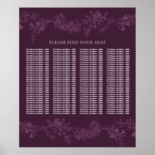 Vintage Hochzeitstabelle für Burgundy Plum Poster