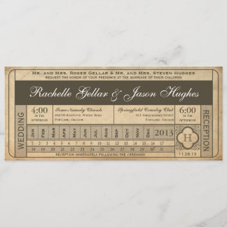 Vintage-Hochzeitsticket III Stanzung Einladung